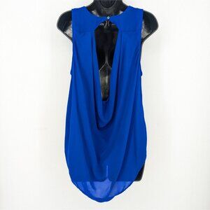 Silk Draped Open Back Sleeveless Sheer Top Overlay Office Evening Flowy Size L